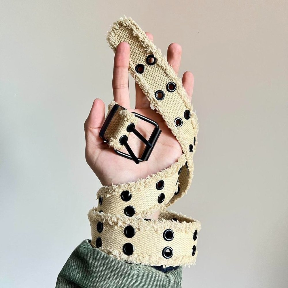 y2k studded tan and black grunge belt